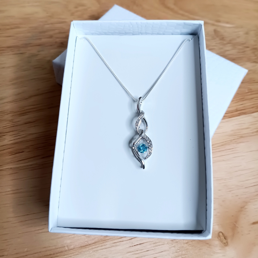 Zales Unstoppable Love Blue Topaz Infinity Necklace - Picture 10 of 10